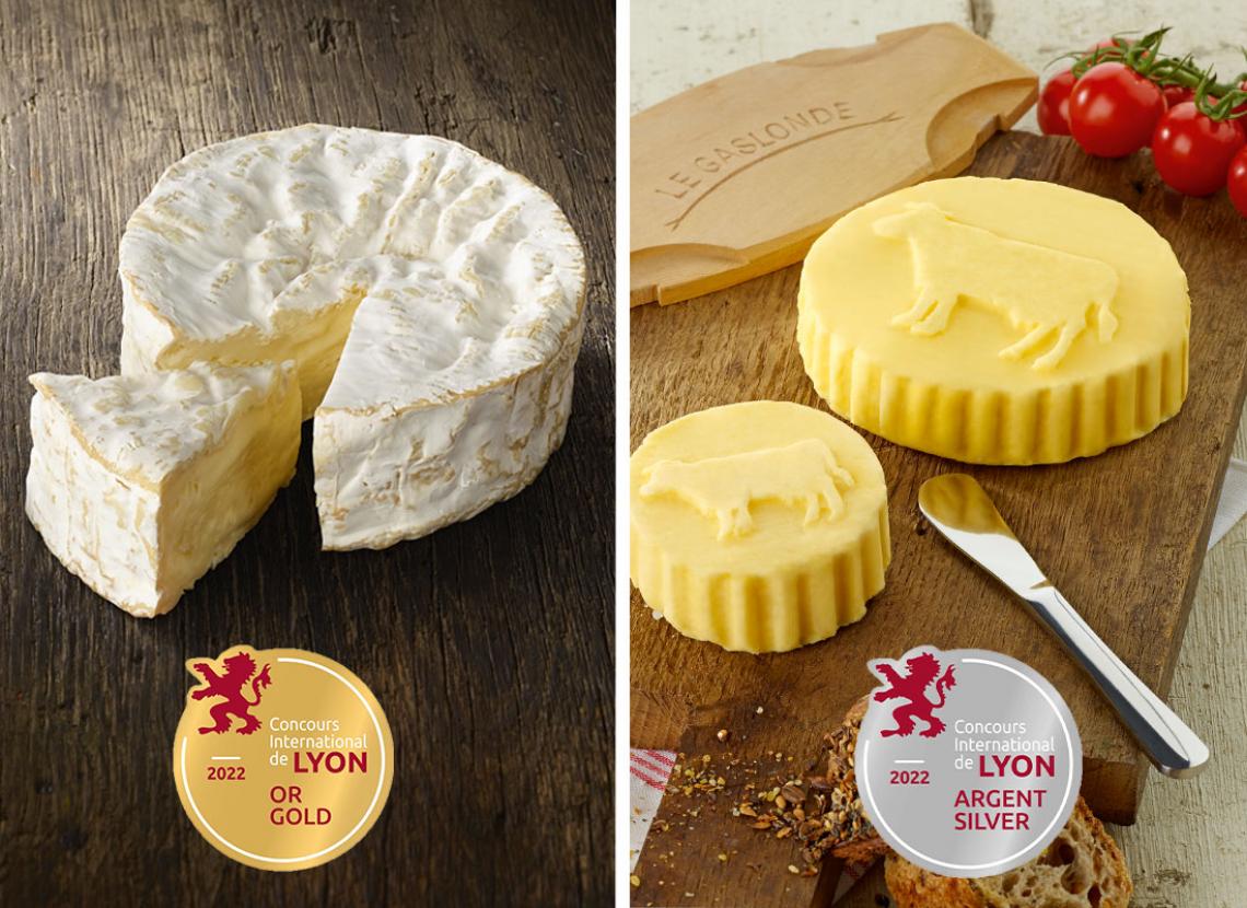 La Fromagerie Réo récompensée au Concours International de Lyon médaille or argent 2022 Camembert de Normandie AOP Le Gaslonde Beurre de baratte