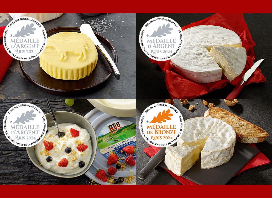 Fromagerie Réo médailles Concours général agricole 2024 CGA camembert de normandie AOP médailles crème fraiche épaisse grand fromage fromage blanc lissé beurre de barate 