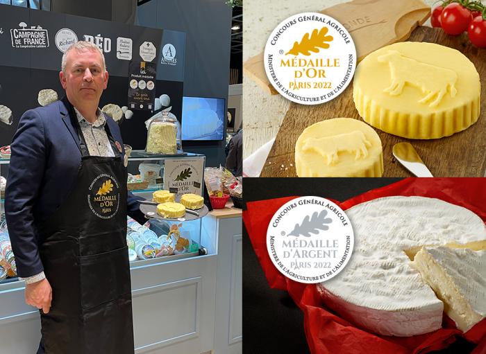 Fromagerie Réo récompensée au Concours général agricole 2022 médaille or beurre baratte doux grand fromage brie 1Kg Normandie