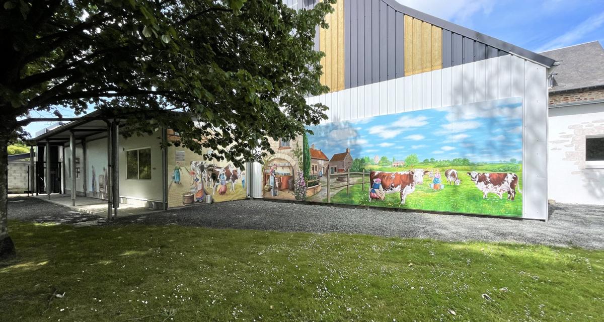 Fromagerie Réo Fresques murs entreprise usine artiste Bruno Dufour-Coppolani - Visiter visite Lessay Saint-Lo Manche Normandie 